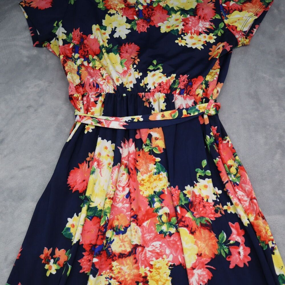 Wanna B Dress Womens L Multicolor Short Sleeve Floral Print Maxi Pullover - Picture 15 of 16